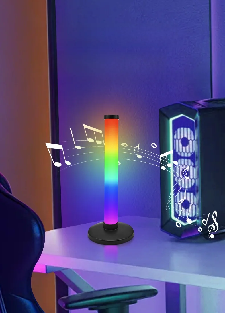 RGB atmosférické svetlo reagujúce na zvuk pre herné pracovné prostredie