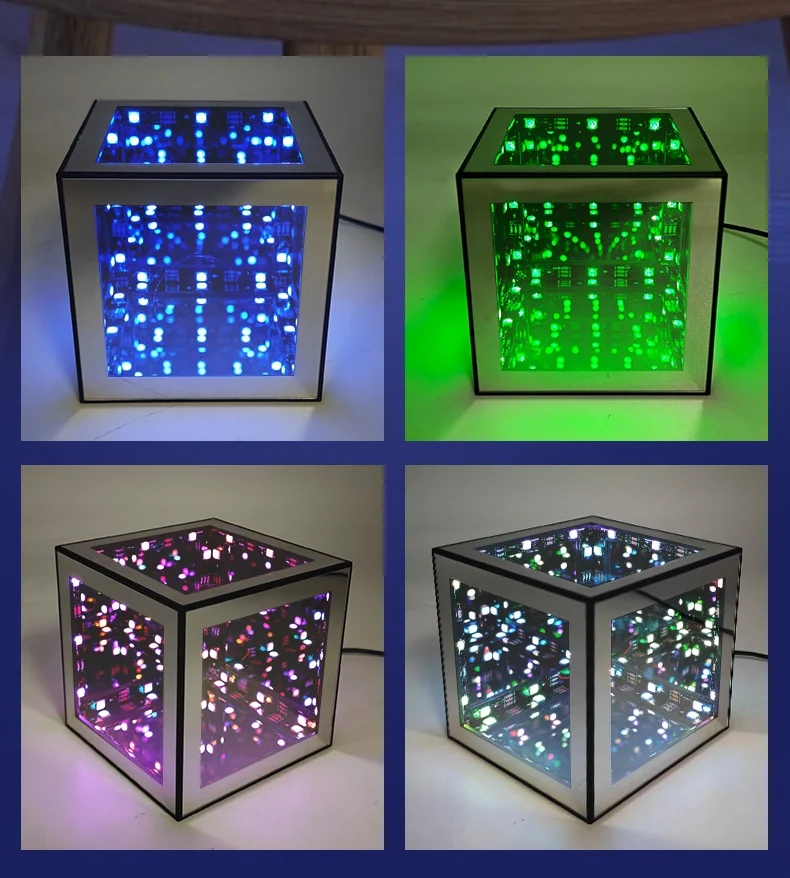 3D Infinity Cube-lampe RGB ambient lys med lydreaktiv modus