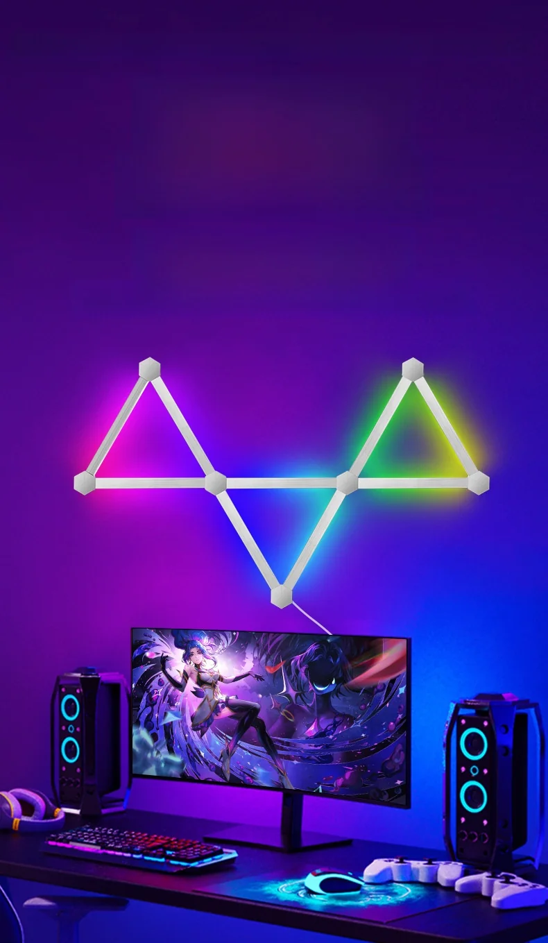 Inteligentné RGB LED nástenné svetlá s možnosťou spájania, ovládaním cez aplikáciu a synchronizáciou hudby
