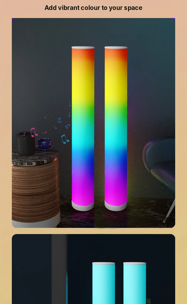 RGB põrandalamp kaugjuhtimispuldi ja rakendusega mänguritoale