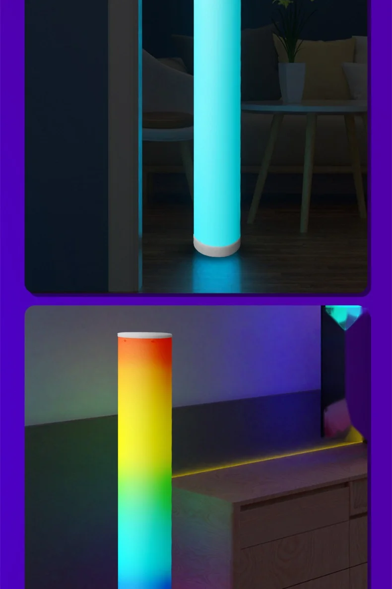 RGB silindrik põrandalamp muusikasünkrooniga ja kaugjuhtimispuldiga kodu sisustuseks