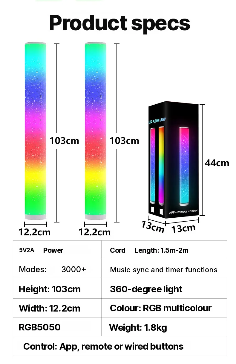 RGB LED põrandalamp täheefektiga ja puldiga