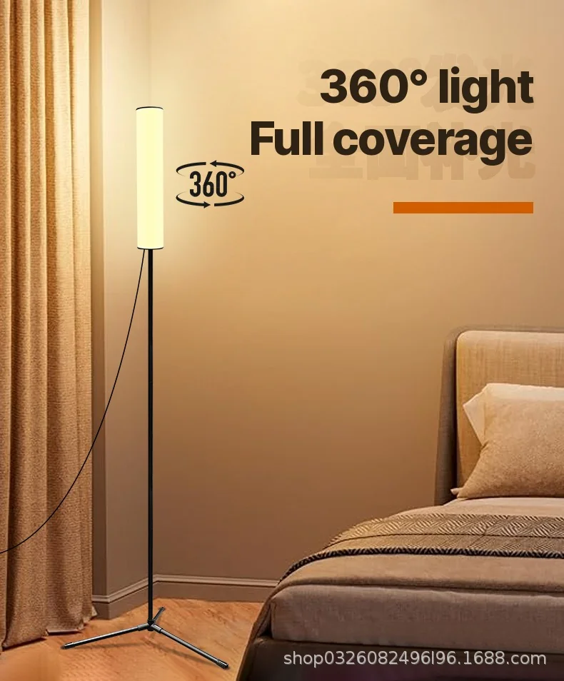 Justerbar LED-gulvlampe med stativ og tre fargemoduser