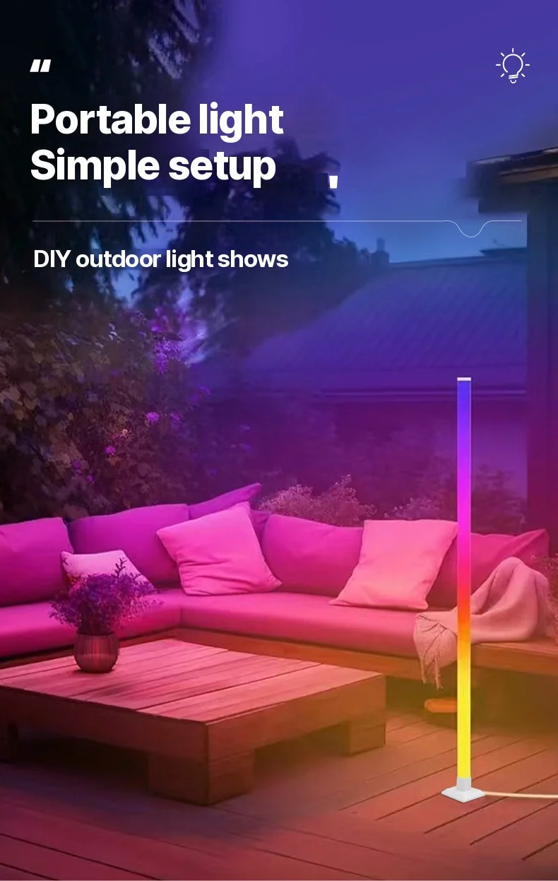 RGB inteligentná stojacia lampa so synchronizáciou hudby a LED svetlom ovládaným cez aplikáciu