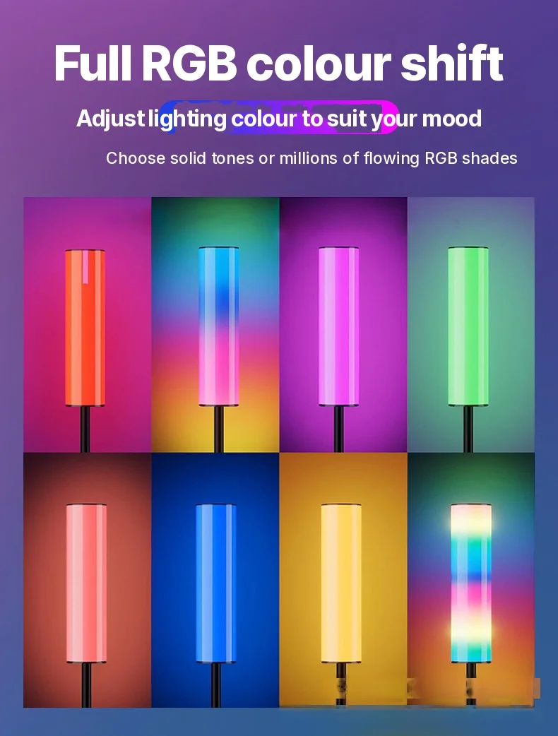 Lampă de podea trepied RGB LED cu telecomandă pentru dormitor și living