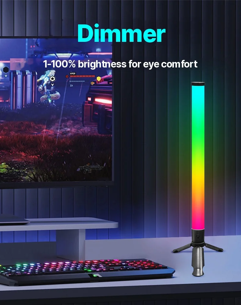 LED kolmjalg laua meeleoluvalgusti muusika sünkroonimise ja RGB-efektidega