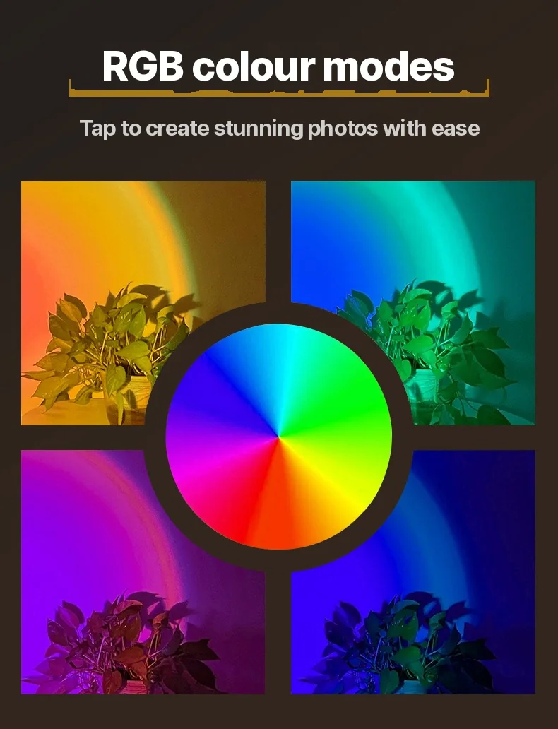 USB päikeseloojangu projektsioonilamp RGB meeleolulamp laua kaunistuseks