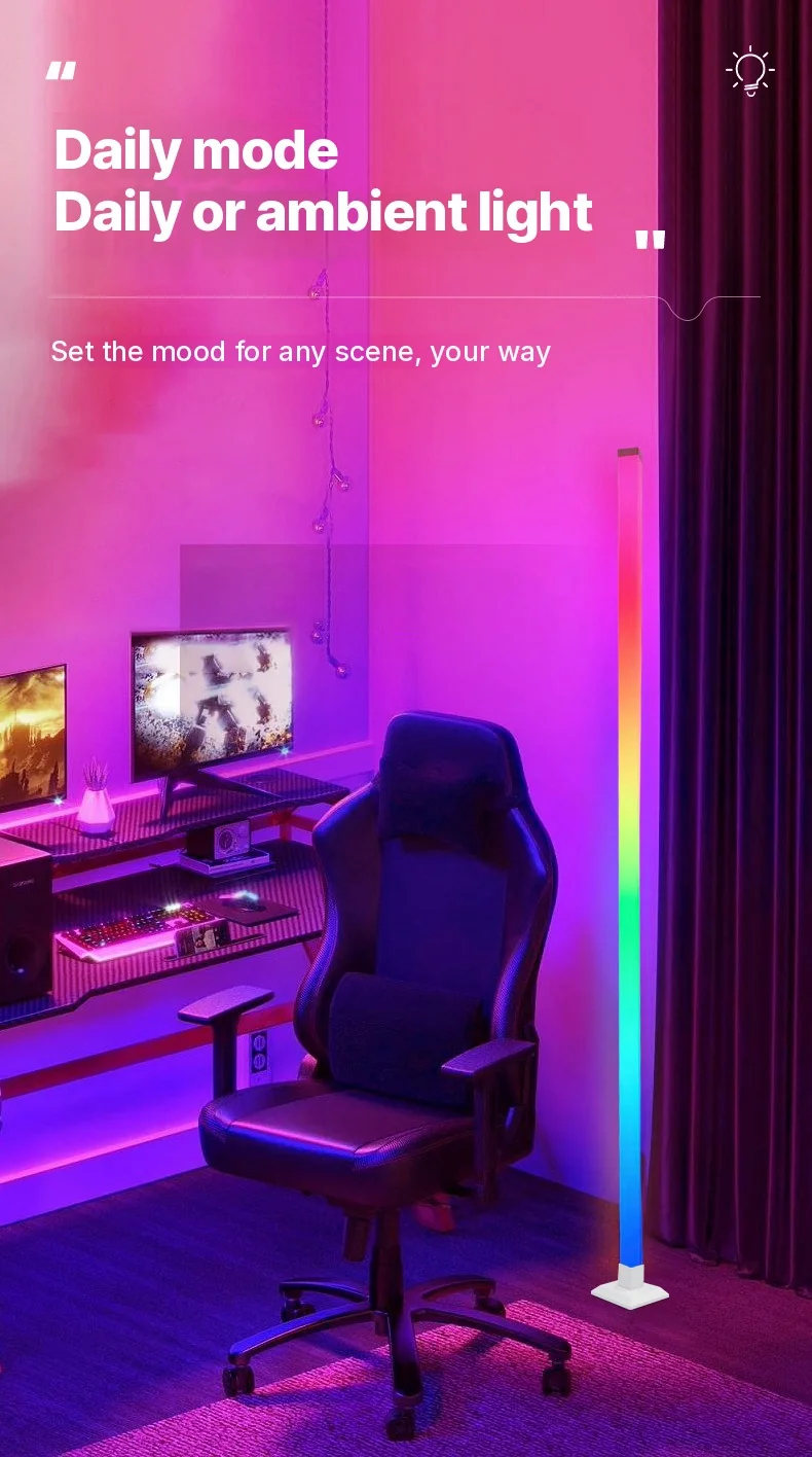 RGB inteligentná stojacia lampa so synchronizáciou hudby a LED svetlom ovládaným cez aplikáciu