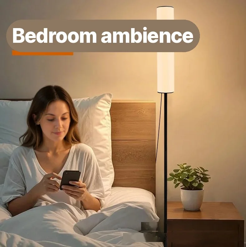 Justerbar LED-gulvlampe med stativ og tre fargemoduser