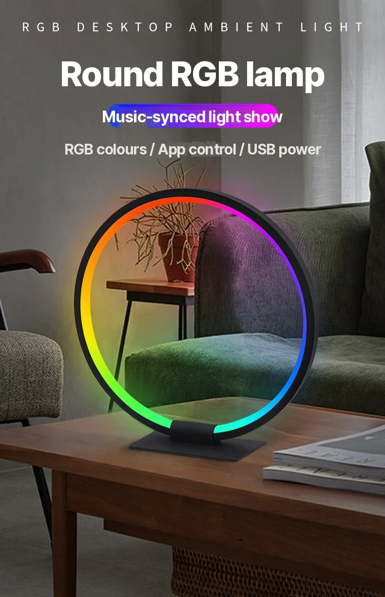 RGB LED atmosférické nočné svetlo so synchronizáciou hudby