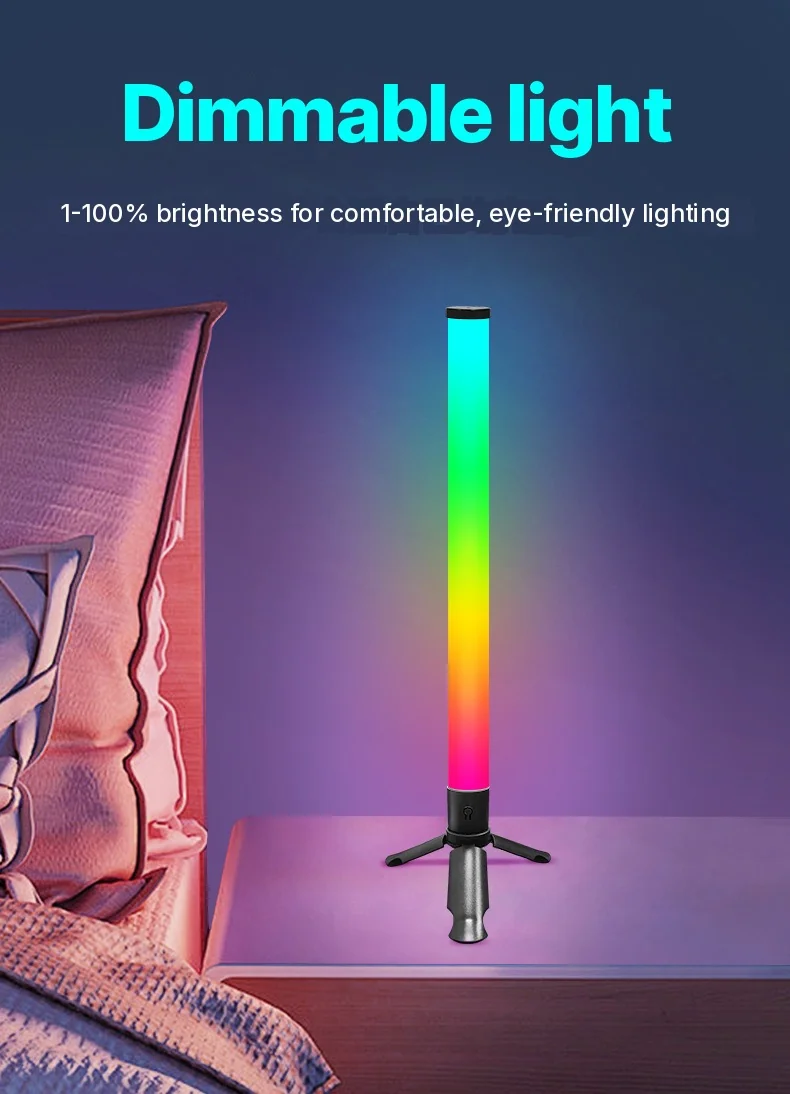 LED kolmjalg laua meeleoluvalgusti muusika sünkroonimise ja RGB-efektidega