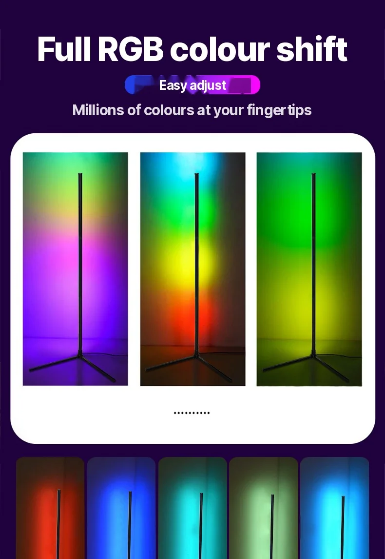 RGB gulvlampe med musikk-synk, fjern- og app-styring