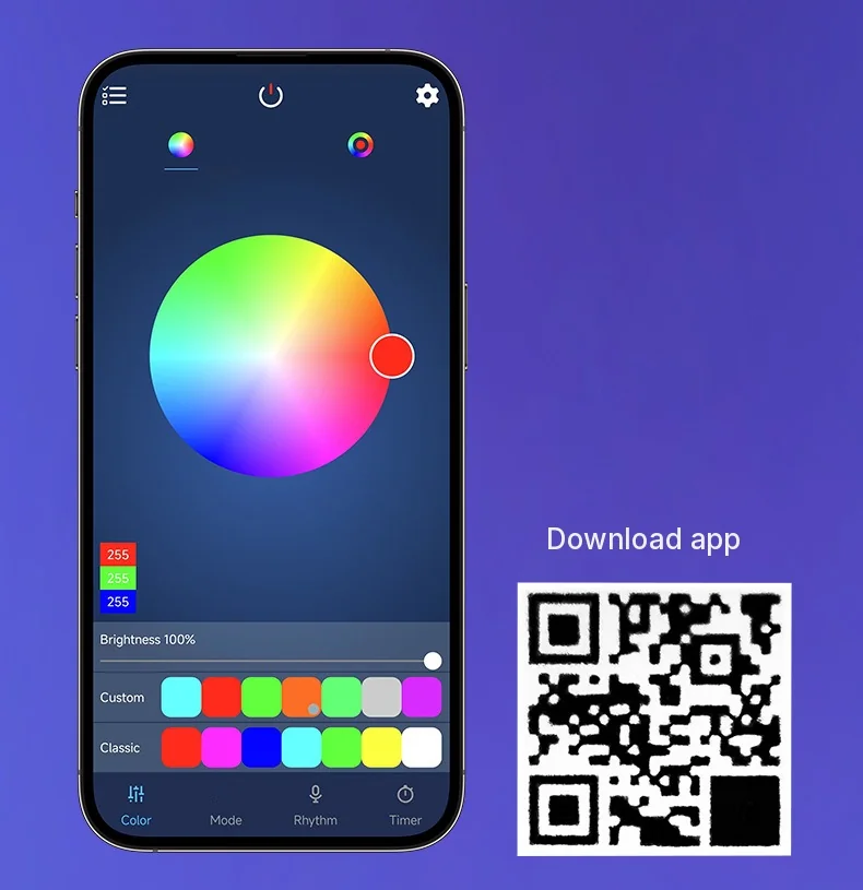 RGB atmosférické svetlo reagujúce na zvuk pre herné pracovné prostredie