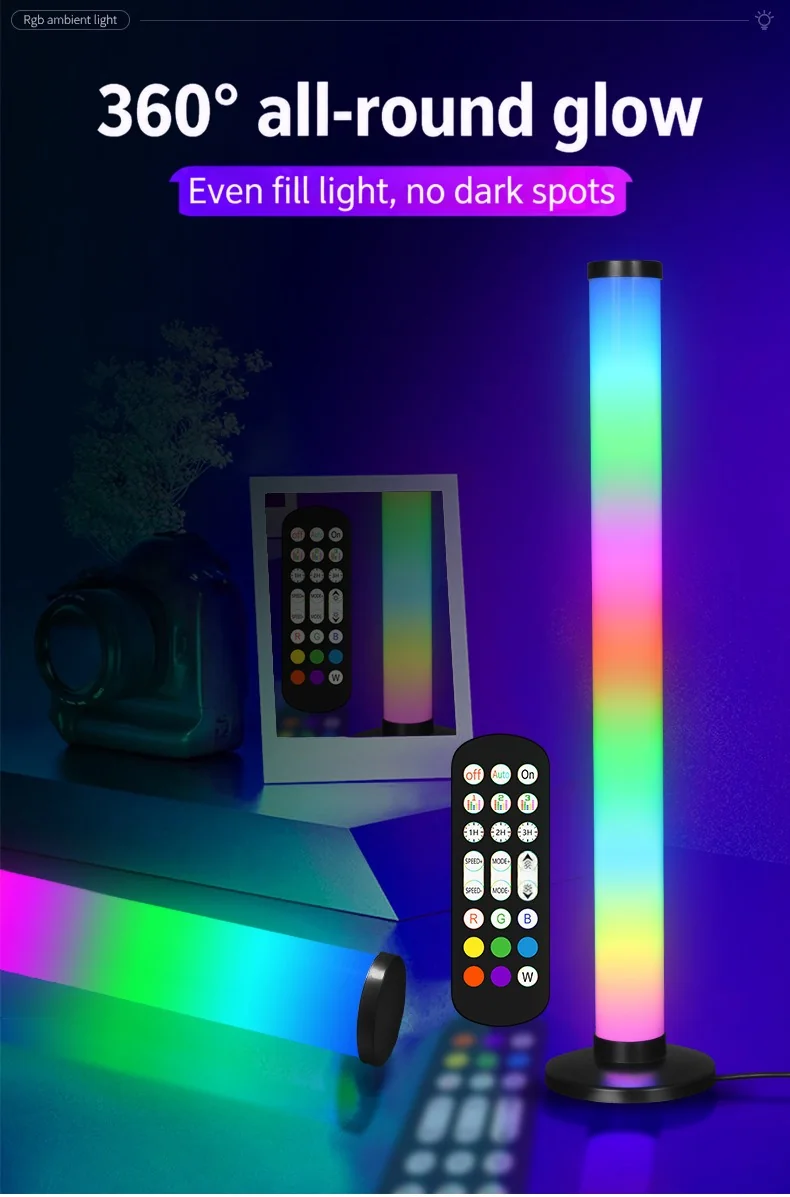 Luz Ambiente USB de Mesa RGB Reativa ao Som 360 Graus