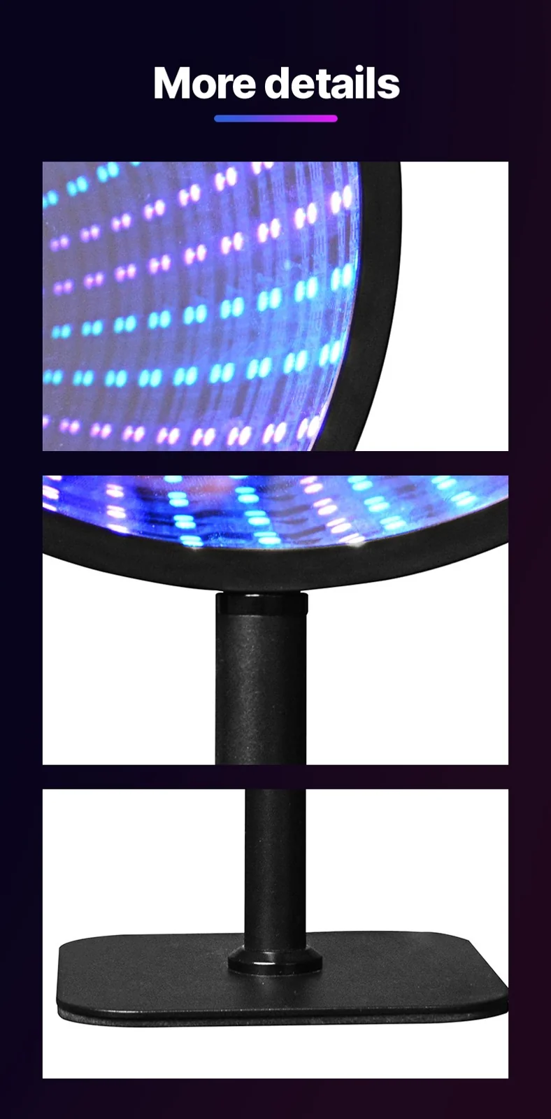 Ümmargune akrüül lõpmatuse peegel 3D kuristiku valgus USB RGB meeleolulamp