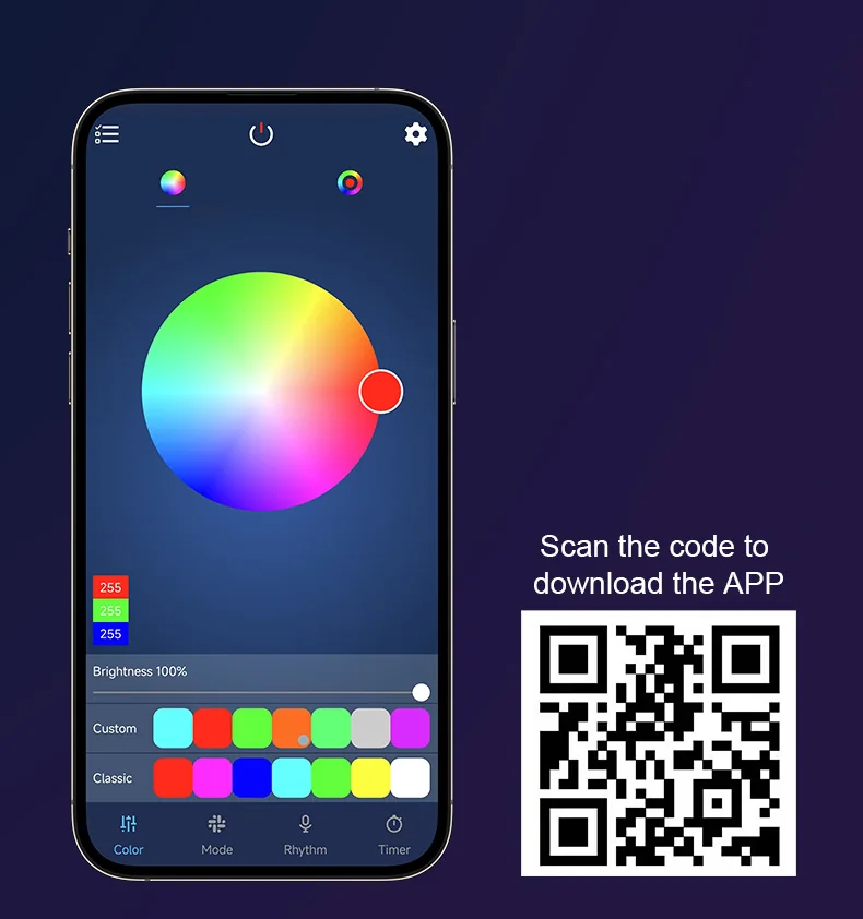 Kwadratowe panele świetlne RGB z synchronizacją muzyki, montaż na ścianie