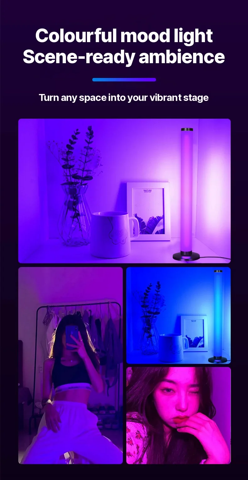 Настольная лампа RGB 360° с реакцией на звук, управлением через приложение и пульт