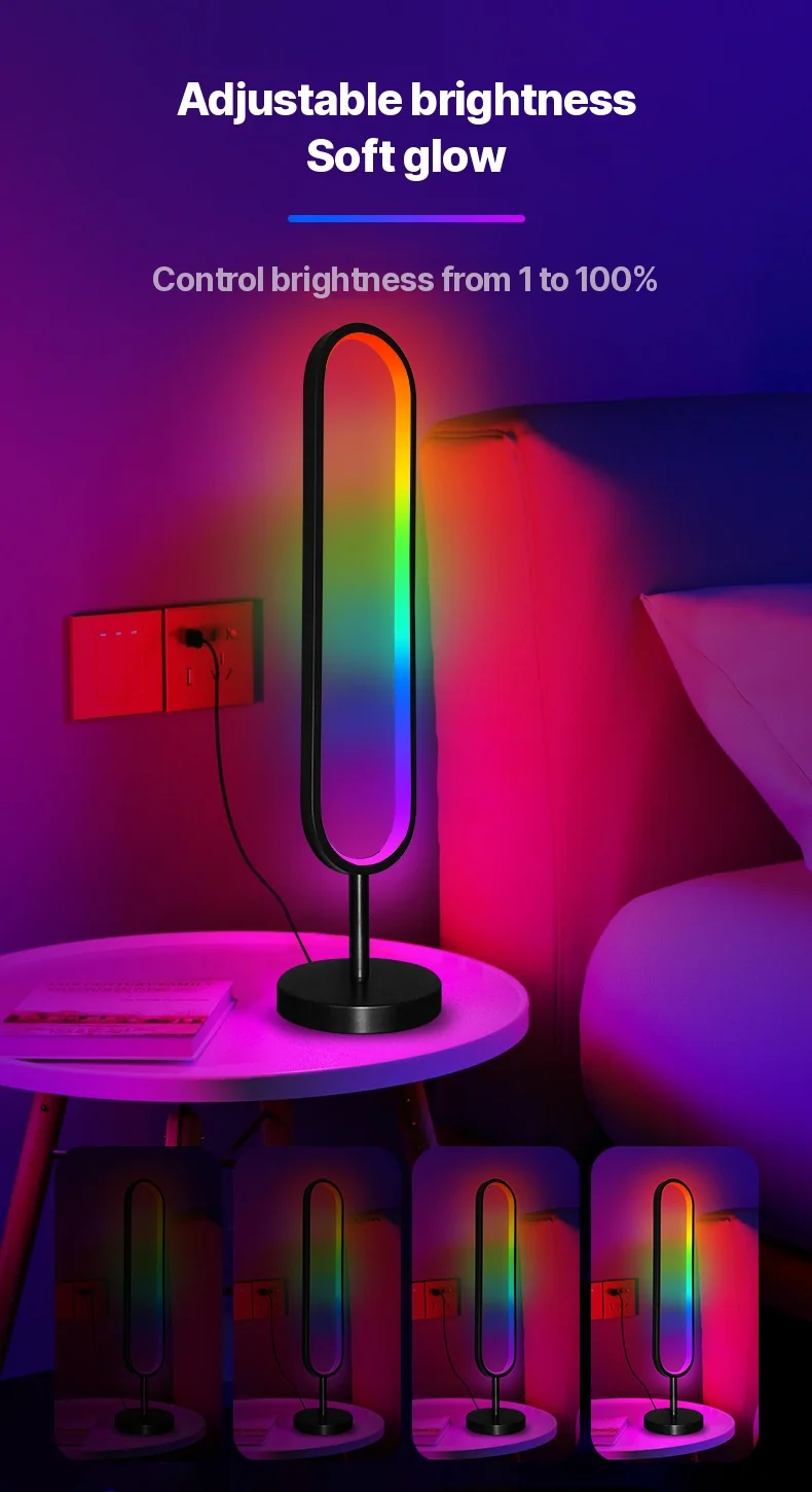 U-образный напольный RGB-светильник с реакцией на звук и управлением через приложение
