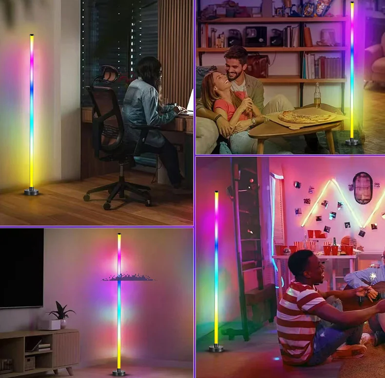 RGB-golvlampa med musiksynk, 360° ljus och appstyrning för gaming