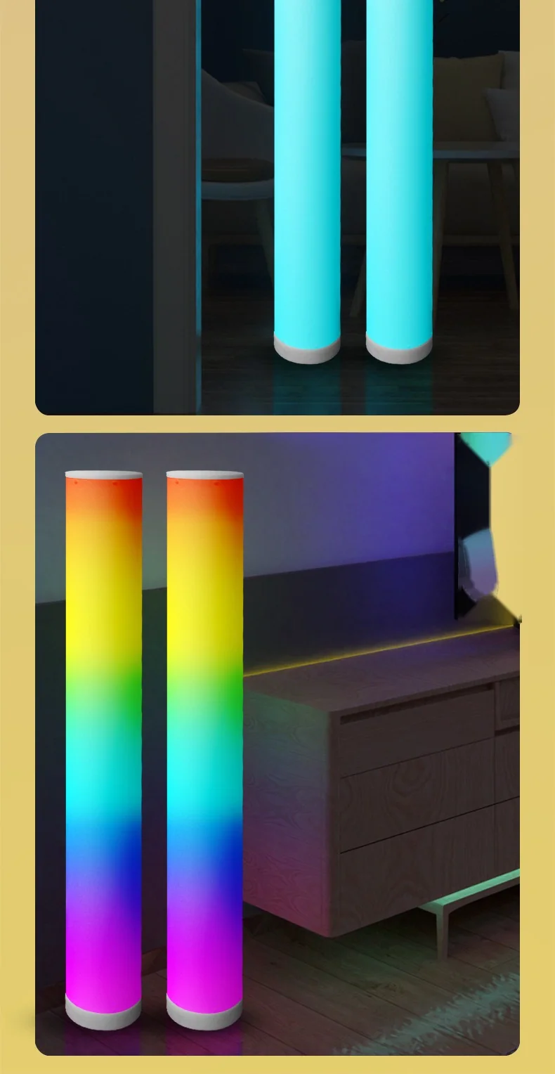 RGB põrandalamp kaugjuhtimispuldi ja rakendusega mänguritoale