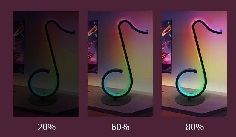 Luminária de Mesa USB com Design de Nota Musical RGB e Controle Remoto
