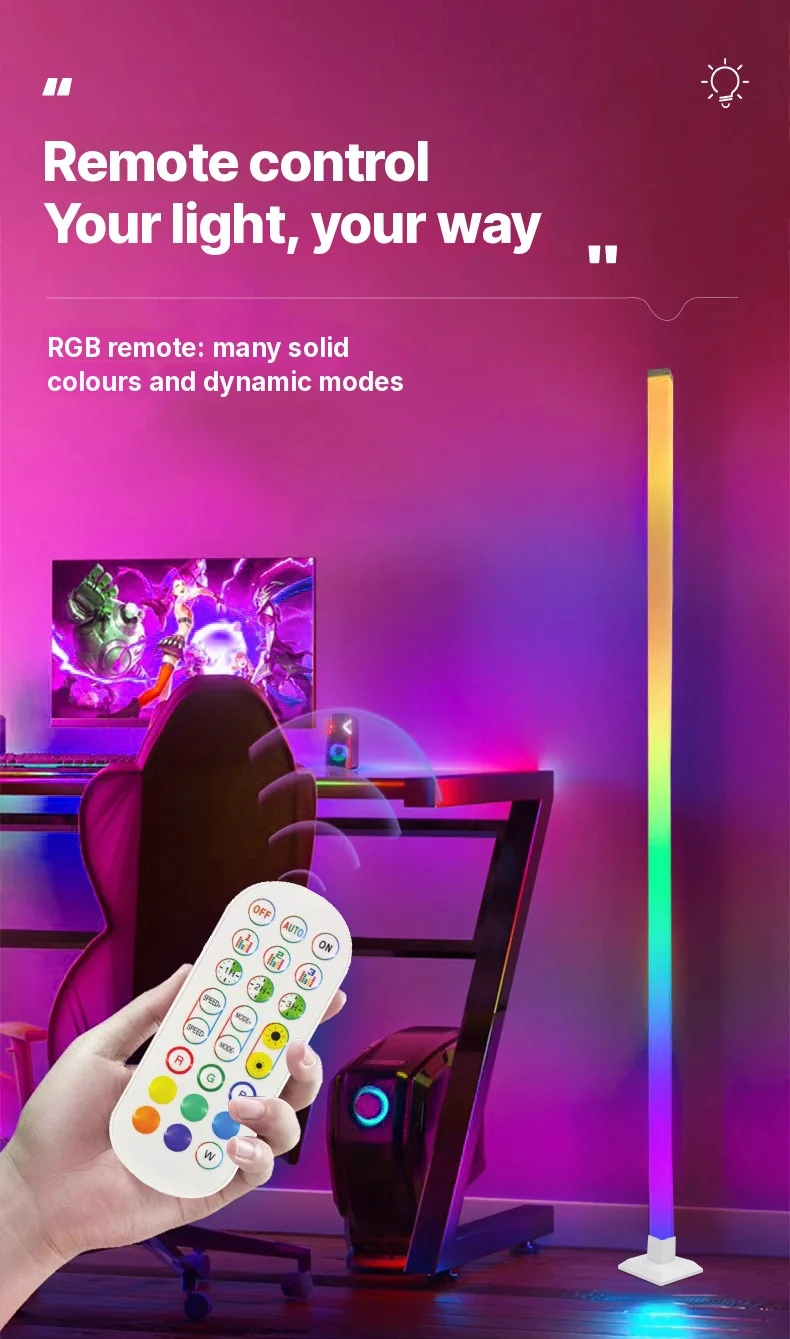 RGB inteligentná stojacia lampa so synchronizáciou hudby a LED svetlom ovládaným cez aplikáciu