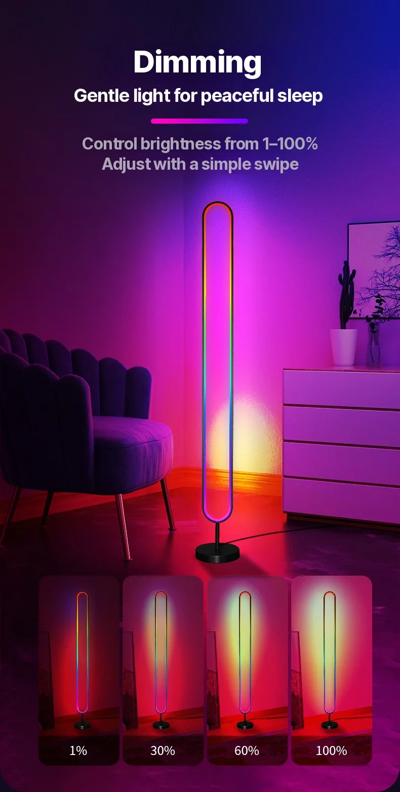 RGB LED Lampa Atmosferyczna Aktywowana Dźwiękiem ze Sterowaniem Aplikacją