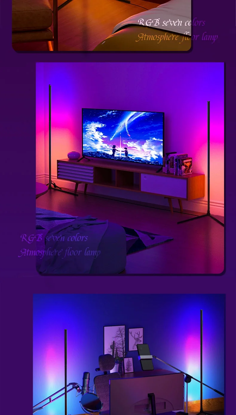 RGB gulvlampe med musikk-synk, fjern- og app-styring