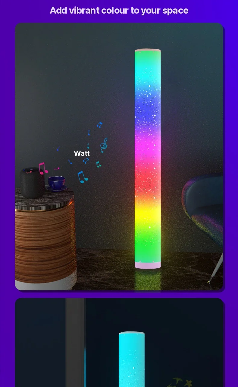 RGB LED põrandalamp tähemustriga, puldi ja rakenduse juhtimisega