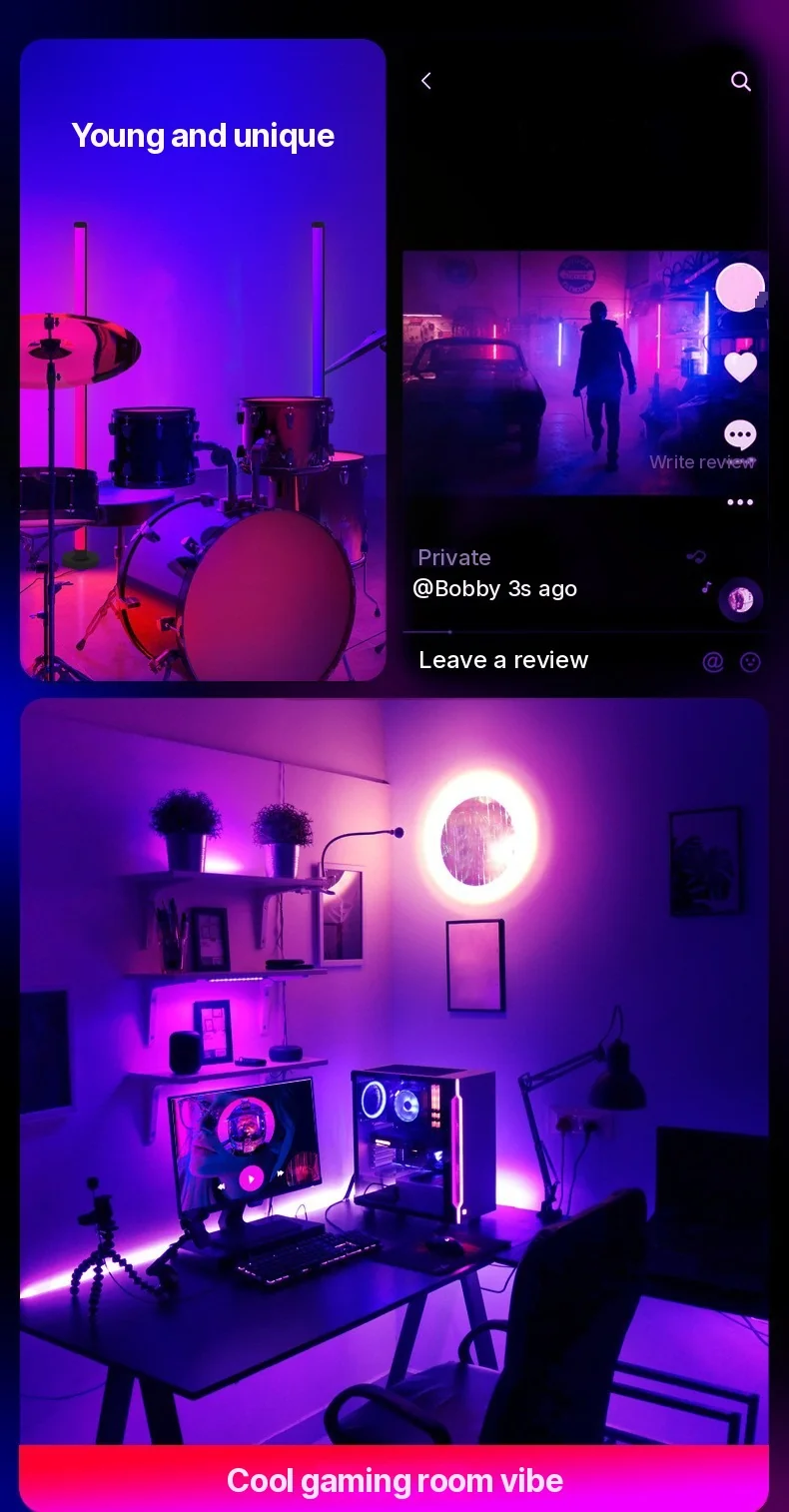 RGB-lattiavalaisin musiikkisynkronoinnilla, sovellus- ja kaukosäädinohjaus
