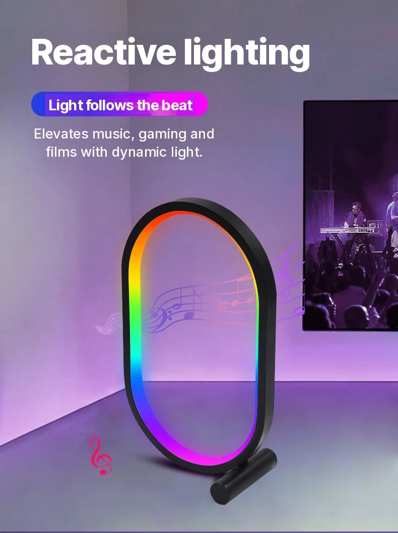 Настольная RGB-лампа с синхронизацией музыки, управлением через приложение и реакцией на звук