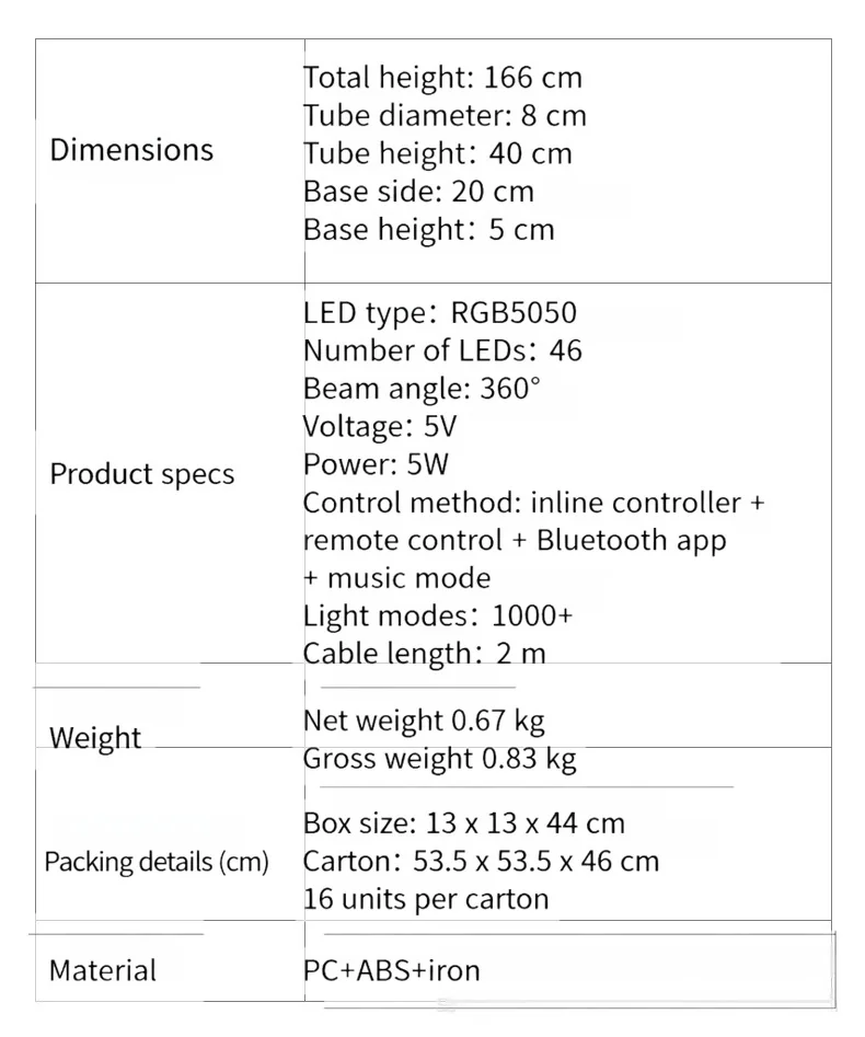 Justerbar LED-gulvlampe med stativ og tre fargemoduser