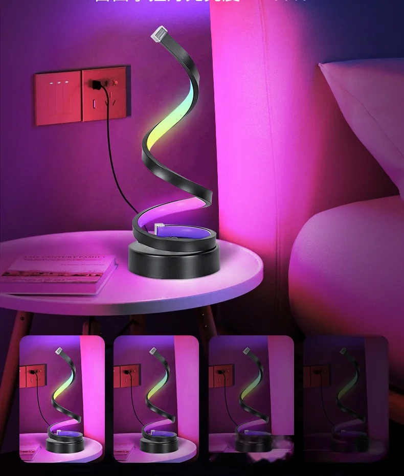 Spiralformad RGB-lampa med ljudreaktivt ljus och appstyrning