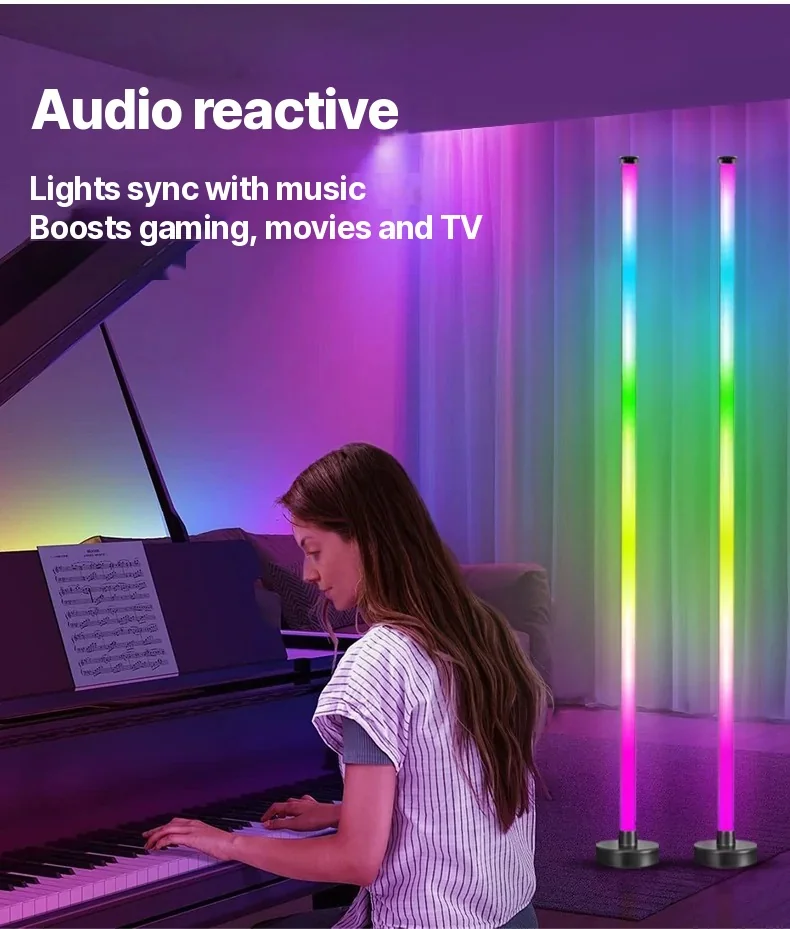 RGB-golvlampa med musiksynk, 360° ljus och appstyrning för gaming