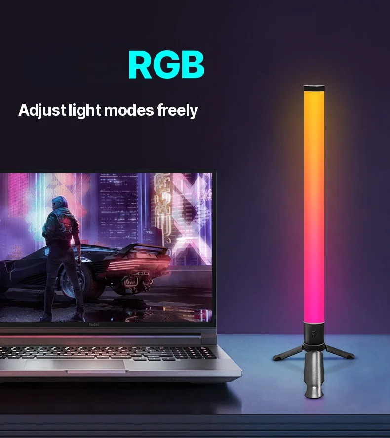 LED kolmjalg laua meeleoluvalgusti muusika sünkroonimise ja RGB-efektidega