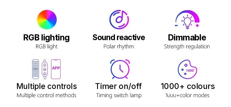 RGB LED atmosférické nočné svetlo so synchronizáciou hudby