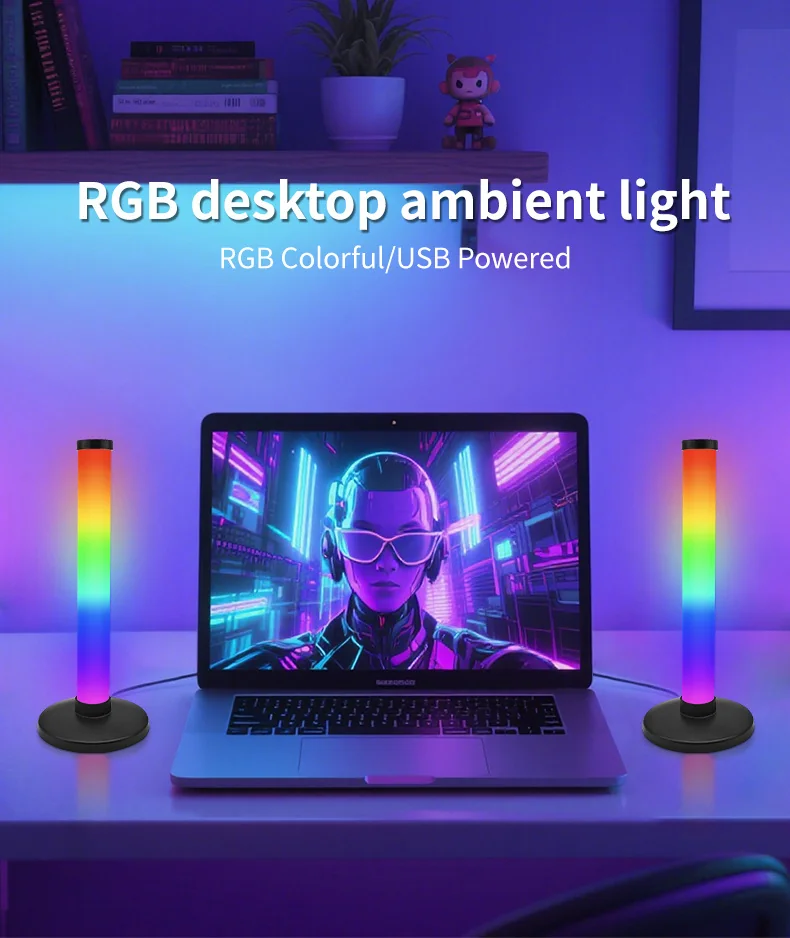 ไฟสร้างบรรยากาศ RGB ซิงค์เสียง ควบคุมผ่านแอป สำหรับโต๊ะทำงาน