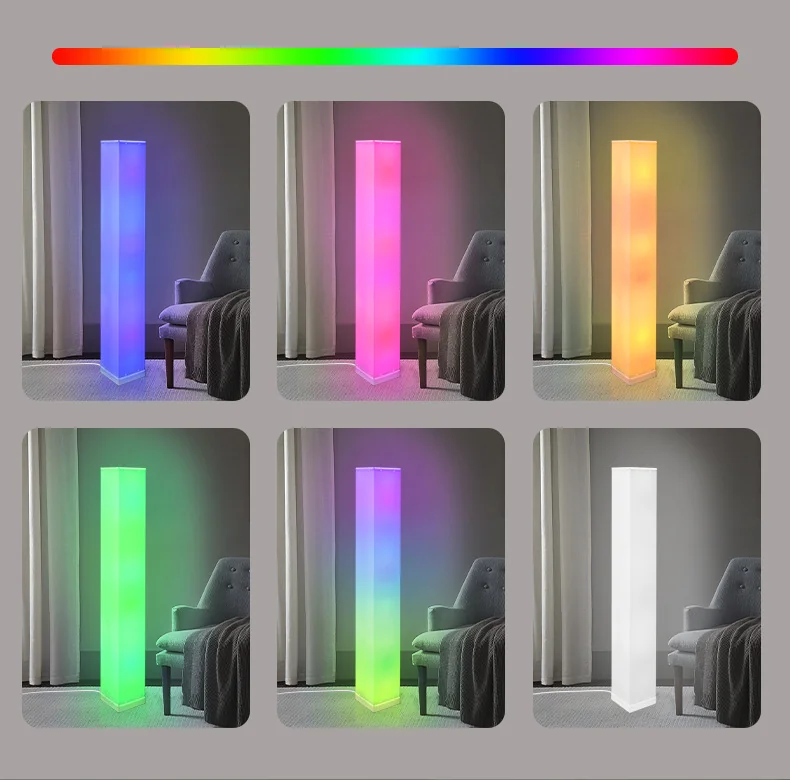 Luminária de Piso Quadrada com Controle Remoto e Luz LED Ambiente para Sala