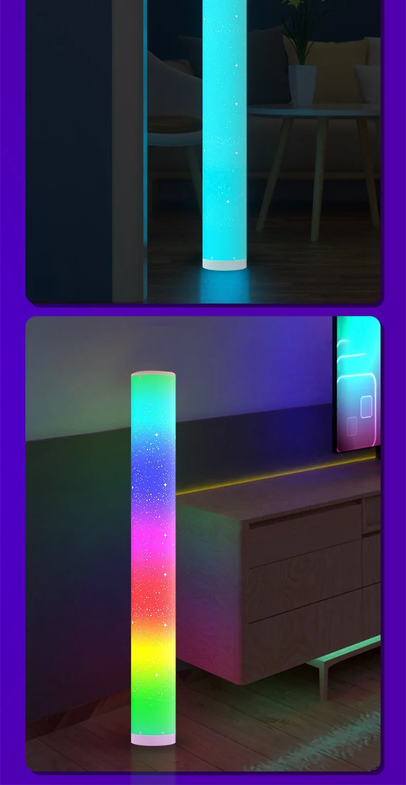 RGB LED põrandalamp tähemustriga, puldi ja rakenduse juhtimisega