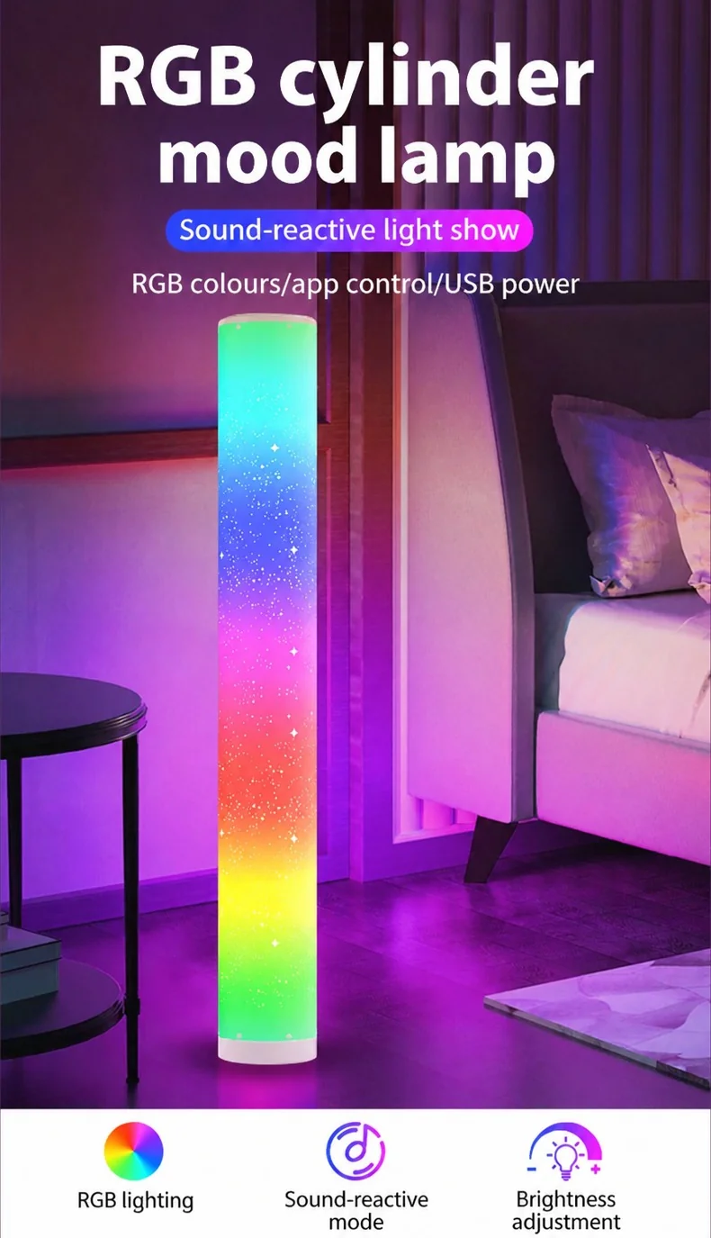RGB LED põrandalamp tähemustriga, puldi ja rakenduse juhtimisega