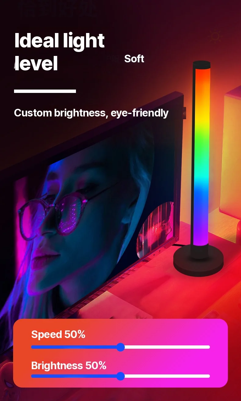 מנורת שולחן LED RGB רגישה לסאונד עם שליטה באפליקציה