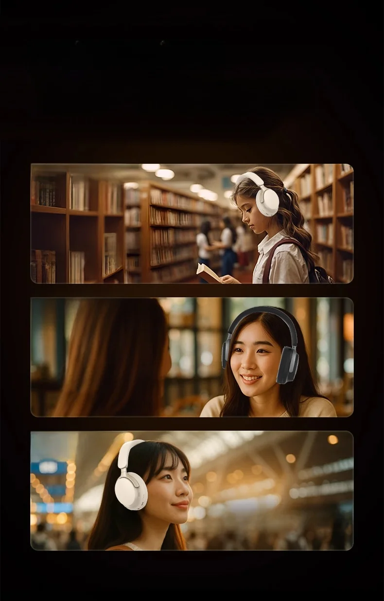 Fon Kepala Over-Ear Bluetooth Tanpa Wayar dengan Pengecasan Type-C dan Bunyi Stereo