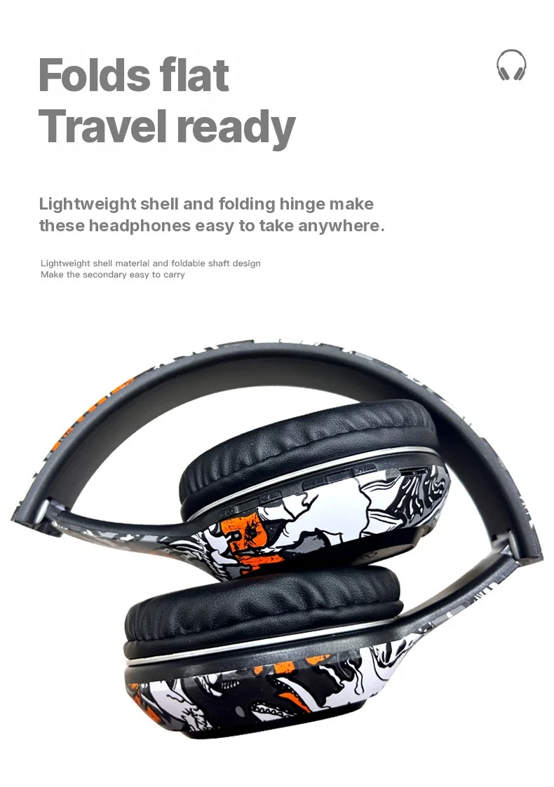 Over-Ear Bluetooth Headphones with FM Radio and LED Lights