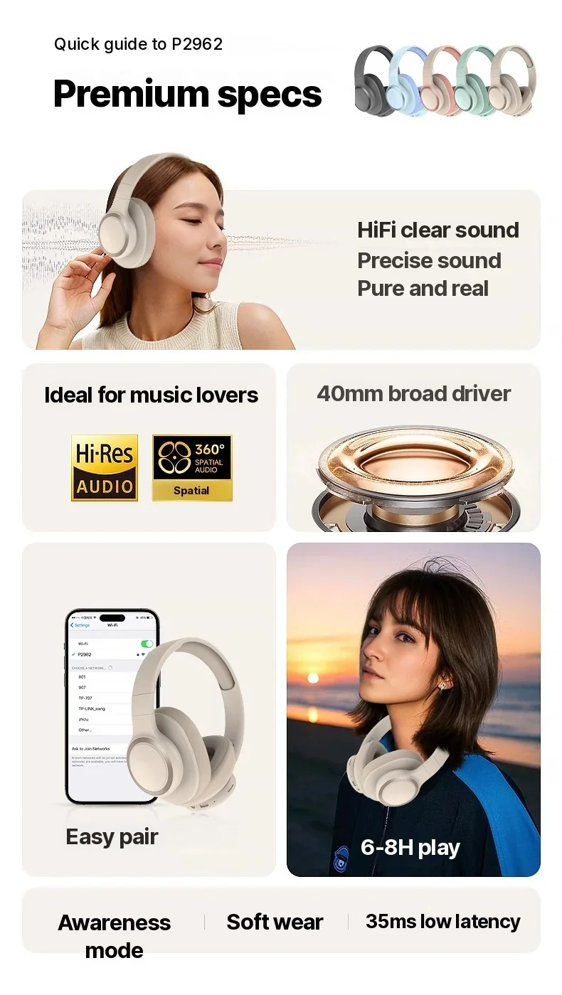 Bezvadu Bluetooth austiņas ar lielu baterijas ietilpību spēlēm