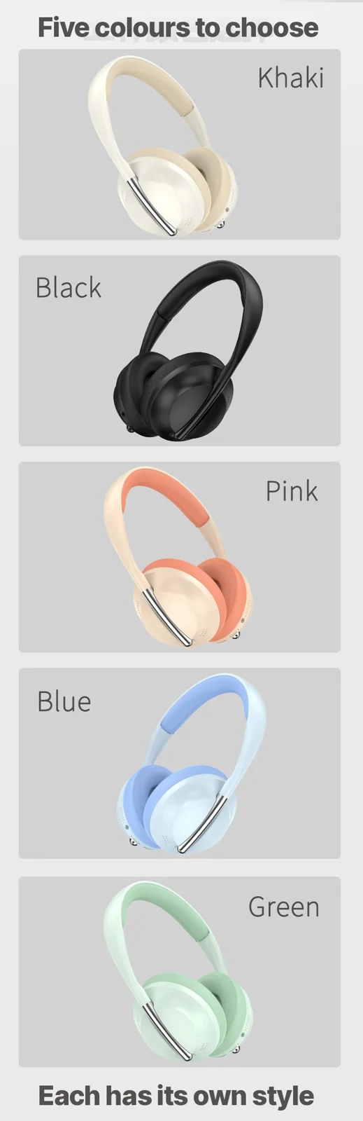 Over-Ear Wireless Headphones with FM Radio and TF Card Slot