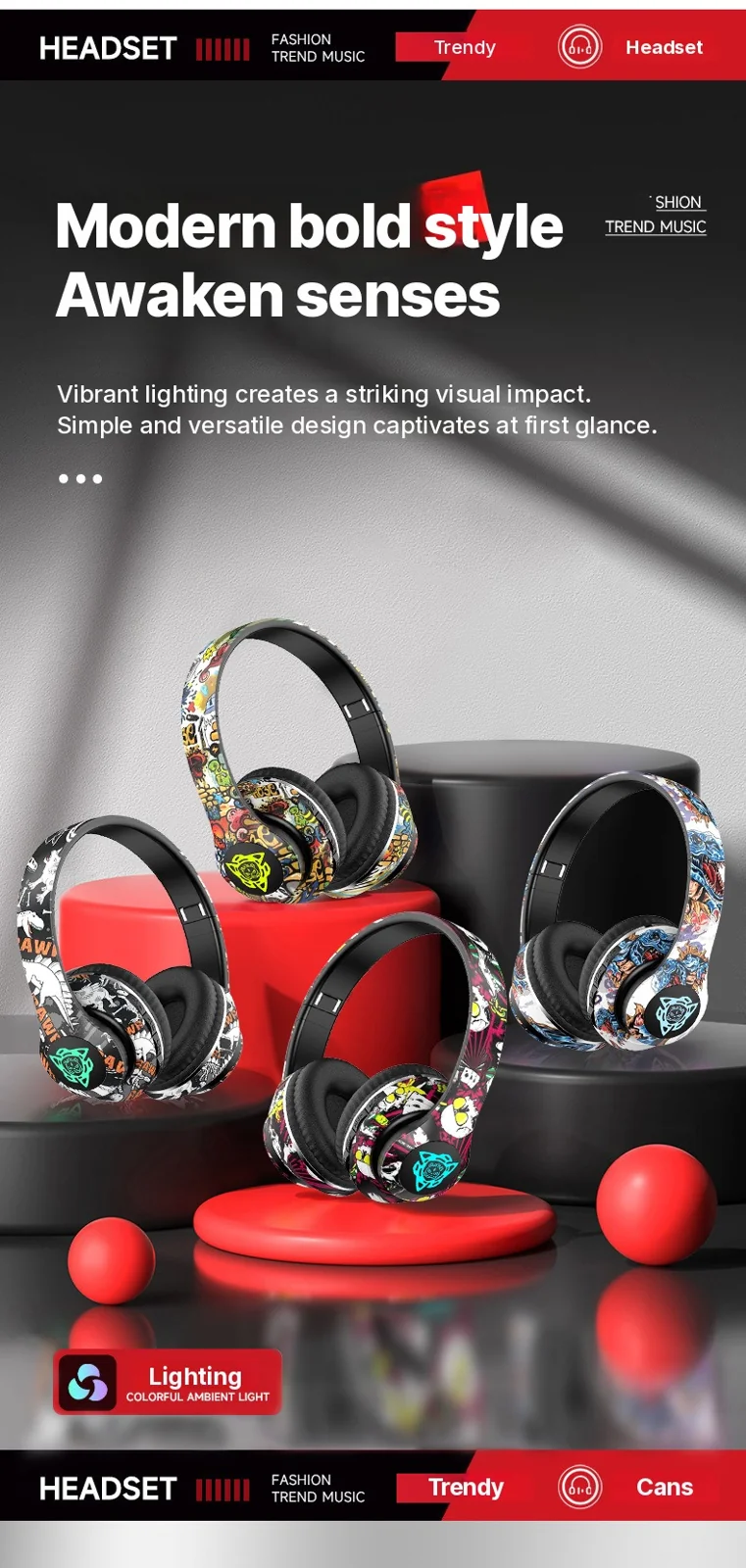 Wireless Bluetooth Over-Ear Headphones with Mic, 40mm Driver, 350mAh Battery