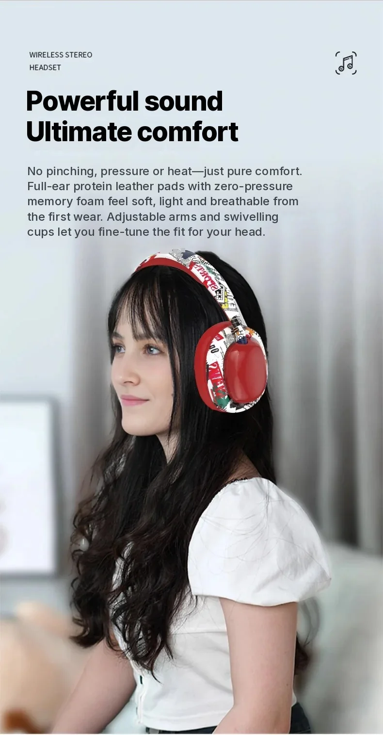 Fones de Ouvido Bluetooth Over-Ear com Graves Profundos e Conectividade Sem Fio