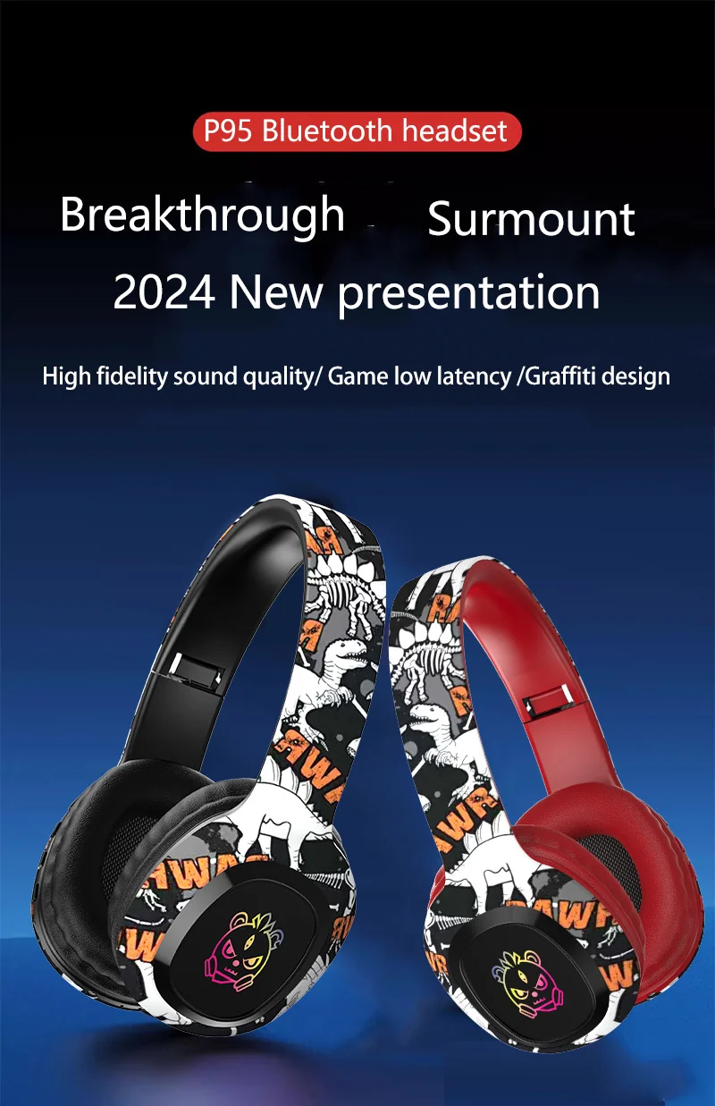 Wireless Over-Ear Headphones with TF Card Slot and Bluetooth