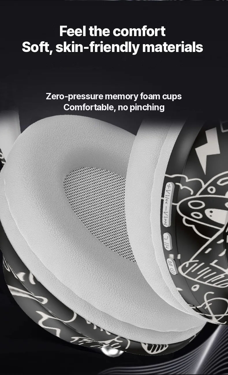 Fon Telinga Bluetooth Over-Ear Dengan Slot Kad TF dan Sambungan Tanpa Wayar