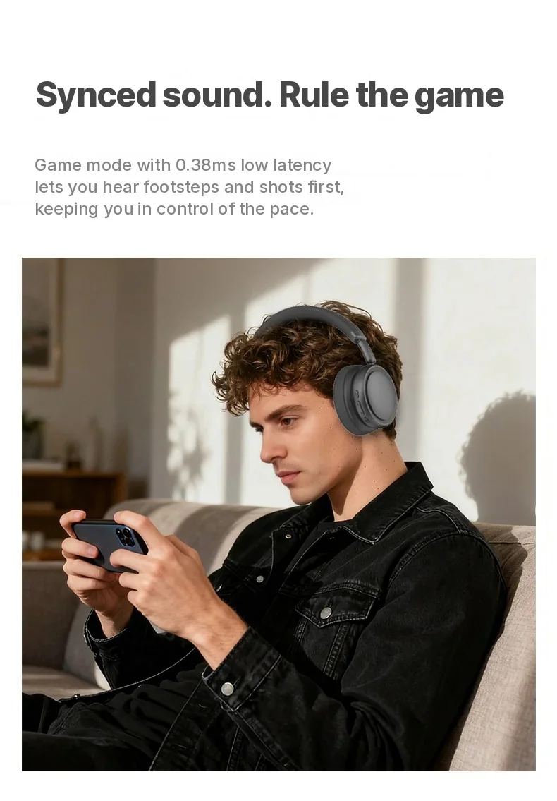 Wireless Over-Ear Headphones with Active Noise Cancelling and 35H Battery